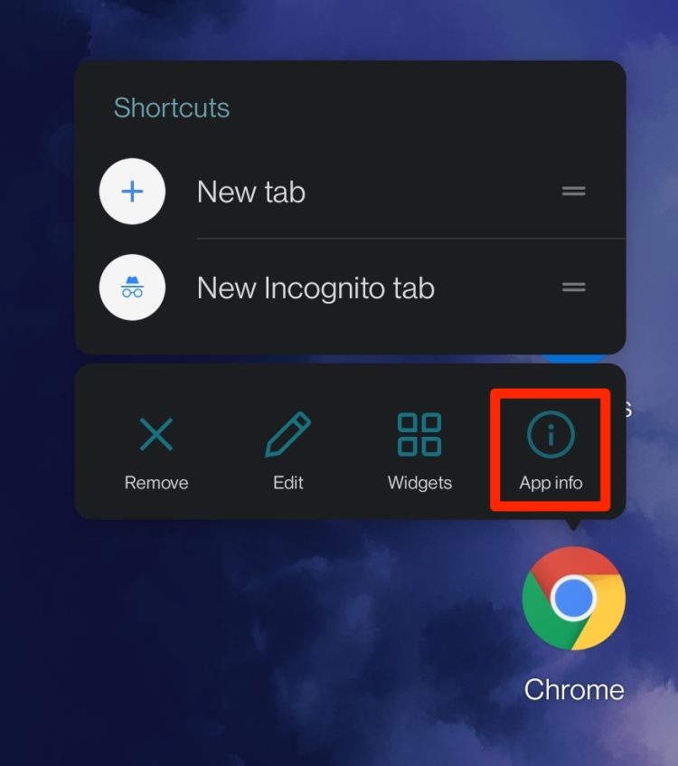 Effacer le cache de l'application Chrome
