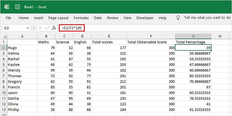 Calculer le pourcentage avec Excel